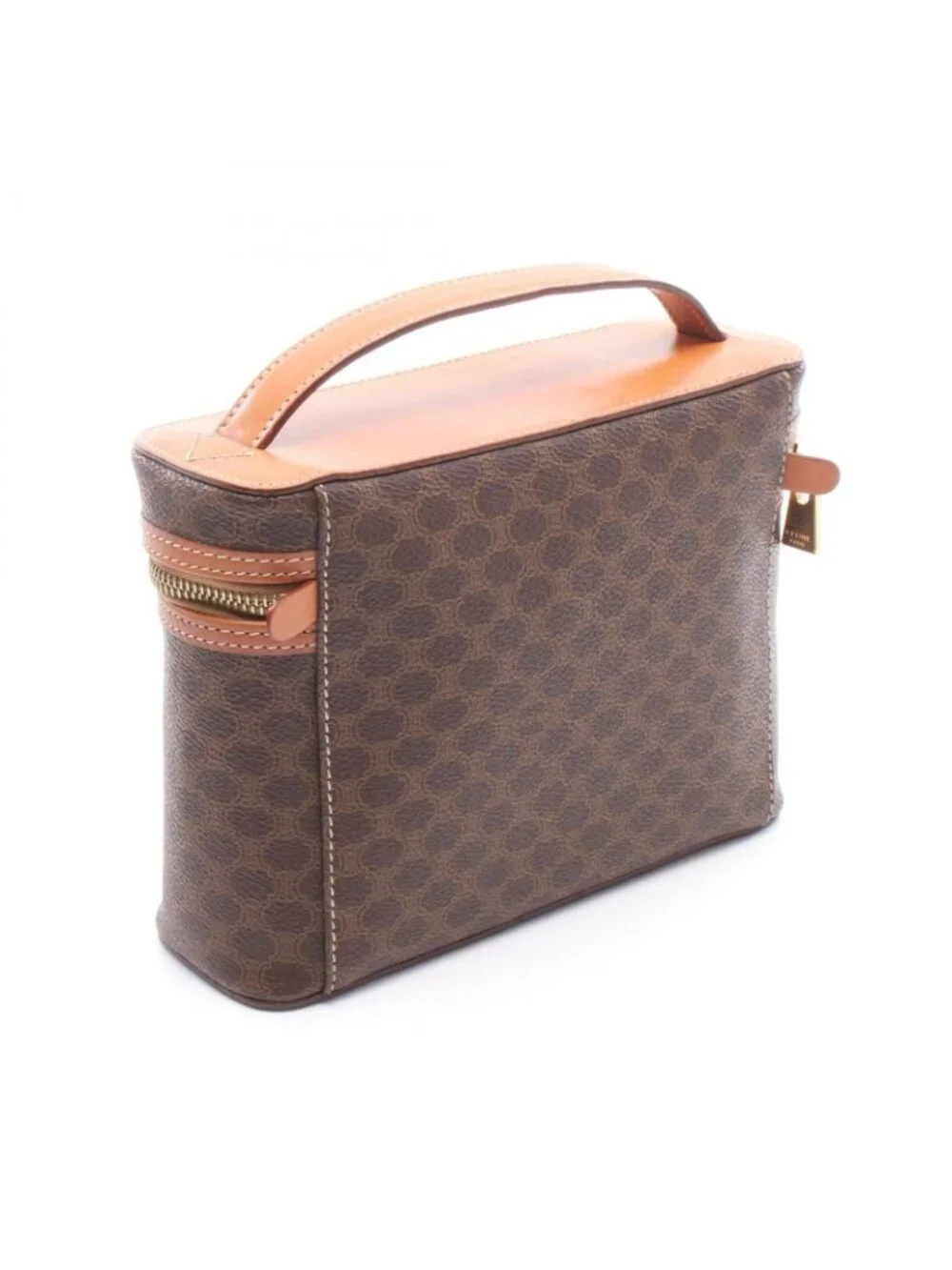 Celine Handbag Macadam Brown Canvas Leather Vanity